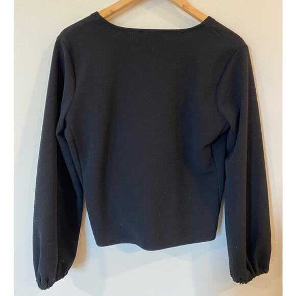 Texture & Thread by Madewell Crepe V- Neck Wrap Top Black Women's Size Medium - Picture 4 of 12